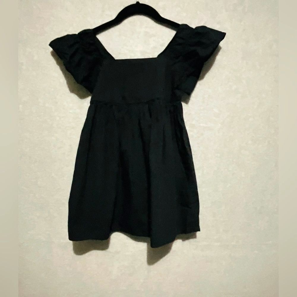 Cotton On Black Flutter-Sleeve Kids Dress